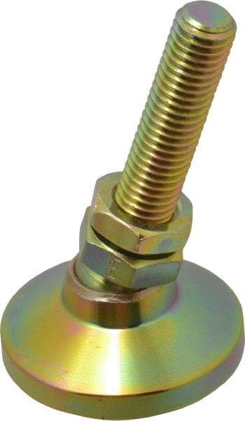 Gibraltar - M12 Bolt Thread, Studded Pivotal Stud Mount Leveling Pad & Mount - 2,268 Kg Capacity, 47.6mm Base Diam, 51mm Thread Length - Eagle Tool & Supply