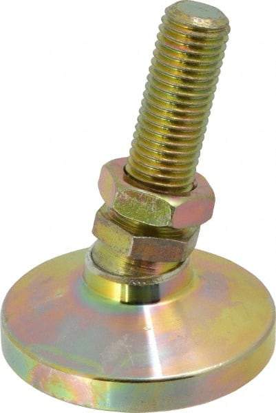 Gibraltar - M16 Bolt Thread, Studded Pivotal Stud Mount Leveling Pad & Mount - 2,721 Kg Capacity, 63.5mm Base Diam, 51mm Thread Length - Eagle Tool & Supply