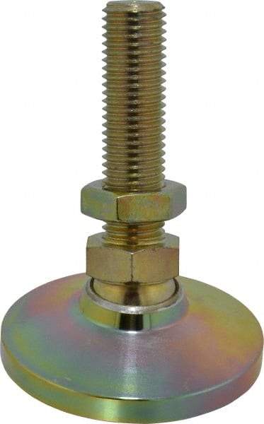 Gibraltar - M24 Bolt Thread, Studded Pivotal Stud Mount Leveling Pad & Mount - 9,072 Kg Capacity, 101mm Base Diam, 89mm Thread Length - Eagle Tool & Supply