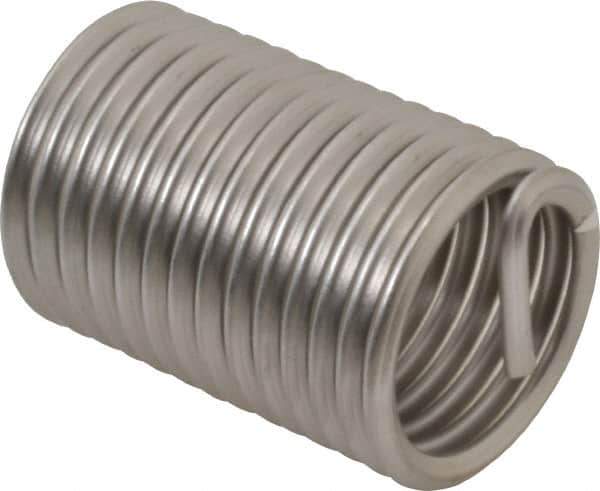 Recoil - 1-8 UNC, 2" OAL, Free Running Helical Insert - 14 Free Coils, Tanged, Stainless Steel, Bright Finish, 2D Insert Length - Eagle Tool & Supply