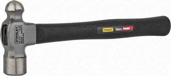 Stanley - 1 Lb Head High Carbon Steel Ball Pein Hammer - Hickory Handle, 14" OAL - Eagle Tool & Supply