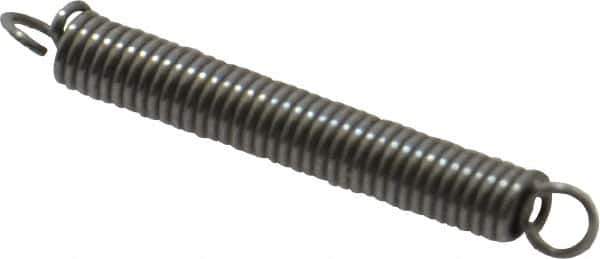 Made in USA - 1/8" OD, 3.17 Lb Max Load, 1.49" Max Ext Len, 0.02" Wire Diam Spring - 5.44 Lb/In Rating, 0.57 Lb Init Tension, 1" Free Length - Eagle Tool & Supply