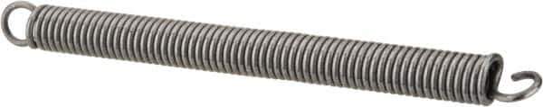 Made in USA - 1/8" OD, 3.17 Lb Max Load, 2.32" Max Ext Len, 0.02" Wire Diam Spring - 3.2 Lb/In Rating, 0.57 Lb Init Tension, 1-1/2" Free Length - Eagle Tool & Supply