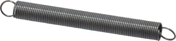 Made in USA - 1/4" OD, 3.4 Lb Max Load, 6.27" Max Ext Len, 0.026" Wire Diam Spring - 0.76 Lb/In Rating, 0.5 Lb Init Tension, 2-1/2" Free Length - Eagle Tool & Supply