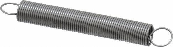 Made in USA - 3/8" OD, 5.23 Lb Max Load, 8.32" Max Ext Len, 0.035" Wire Diam Spring - 0.86 Lb/In Rating, 0.62 Lb Init Tension, 3" Free Length - Eagle Tool & Supply