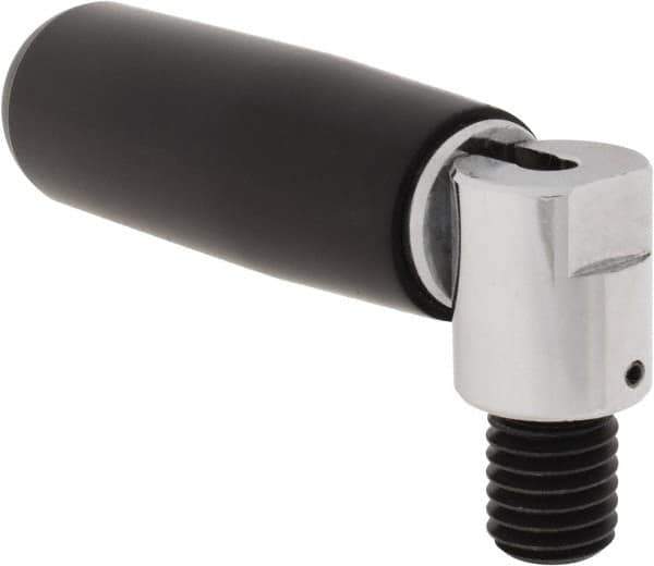 Morton Machine Works - 3/8-16 Bolted Bonnet, Revolving (Folding) Handwheel & Machine Handle - Glass-Filled Nylon Molded Plastic Handle, 0.51" Long Low Carbon Steel Stem, 2.56" Handle Length, 3.9" OAL - Eagle Tool & Supply