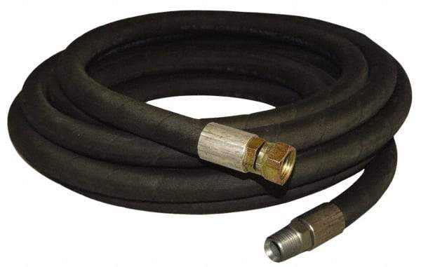 Made in USA - 25' Long, 3/4" Fitting, Boss Female x Male Fitting, -40 to 212°F, Nitrile High Temp & High Pressure Hose - 3/4" Inside x 1-1/4" Outside Diam, Black, 750 psi - Eagle Tool & Supply