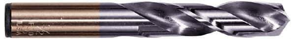 Hertel - 0.397" 135° Spiral Flute Cobalt Screw Machine Drill Bit - TiAlN Finish, Right Hand Cut, 1-15/16" Flute Length, 3-5/16" OAL, Split Point, Straight Shank - Eagle Tool & Supply