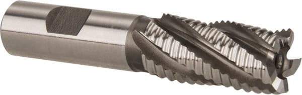 Hertel - 7/8" Diam, Coarse Pitch, 1-7/8" LOC, 5 Flute Cobalt Roughing Square End Mill - Uncoated, 4-1/8" OAL, 3/4" Shank Diam, Single End, 30° Helix - Eagle Tool & Supply