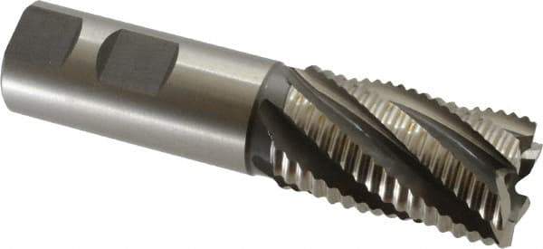 Hertel - 1-1/8" Diam, Coarse Pitch, 2" LOC, 6 Flute Cobalt Roughing Square End Mill - Uncoated, 4-1/2" OAL, 1" Shank Diam, Single End, 30° Helix - Eagle Tool & Supply