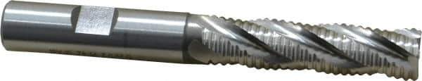 Hertel - 1/2" Diam, Coarse Pitch, 2" LOC, 4 Flute Cobalt Roughing Square End Mill - Uncoated, 4" OAL, 1/2" Shank Diam, Single End, 30° Helix - Eagle Tool & Supply