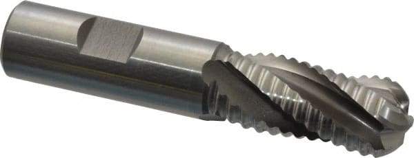 Hertel - 3/4" Diam, Coarse Pitch, 1-5/8" LOC, 4 Flute Cobalt Roughing Ball End Mill - Uncoated, 3-7/8" OAL, 3/4" Shank Diam, Single End, Centercutting, 30° Helix - Eagle Tool & Supply