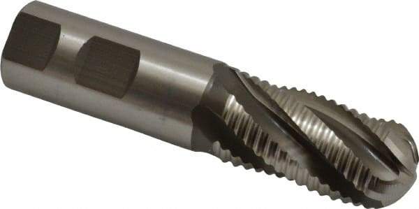 Hertel - 1" Diam, Coarse Pitch, 2" LOC, 5 Flute Cobalt Roughing Ball End Mill - Uncoated, 4-1/2" OAL, 1" Shank Diam, Single End, Centercutting, 30° Helix - Eagle Tool & Supply