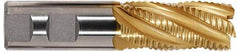 Hertel - 3/4" Diam, Coarse Pitch, 3" LOC, 4 Flute Cobalt Roughing Square End Mill - TiN Finish, 5-1/4" OAL, 3/4" Shank Diam, Single End, Centercutting, 30° Helix - Eagle Tool & Supply