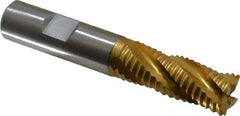 Hertel - 5/8" Diam, Coarse Pitch, 1-5/8" LOC, 4 Flute Cobalt Roughing Square End Mill - TiN Finish, 3-3/4" OAL, 5/8" Shank Diam, Single End, 30° Helix - Eagle Tool & Supply