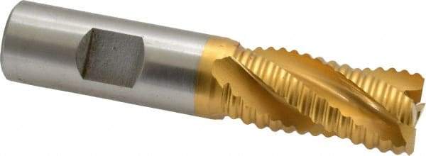 Hertel - 3/4" Diam, Coarse Pitch, 1-5/8" LOC, 4 Flute Cobalt Roughing Square End Mill - TiN Finish, 3-3/4" OAL, 3/4" Shank Diam, Single End, 30° Helix - Eagle Tool & Supply