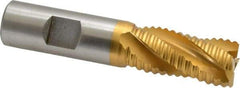 Hertel - 3/4" Diam, Coarse Pitch, 1-5/8" LOC, 4 Flute Cobalt Roughing Square End Mill - TiN Finish, 3-3/4" OAL, 3/4" Shank Diam, Single End, 30° Helix - Eagle Tool & Supply