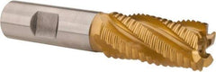 Hertel - 7/8" Diam, Coarse Pitch, 1-7/8" LOC, 5 Flute Cobalt Roughing Square End Mill - TiN Finish, 4-1/8" OAL, 3/4" Shank Diam, Single End, 30° Helix - Eagle Tool & Supply