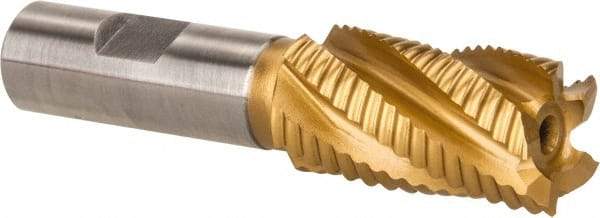 Hertel - 1" Diam, Coarse Pitch, 1-7/8" LOC, 5 Flute Cobalt Roughing Square End Mill - TiN Finish, 4-1/8" OAL, 3/4" Shank Diam, Single End, 30° Helix - Eagle Tool & Supply