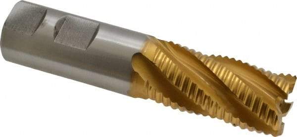 Hertel - 1" Diam, Coarse Pitch, 2" LOC, 5 Flute Cobalt Roughing Square End Mill - TiN Finish, 4-1/2" OAL, 1" Shank Diam, Single End, 30° Helix - Eagle Tool & Supply