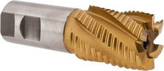 Hertel - 1-1/2" Diam, Coarse Pitch, 2" LOC, 6 Flute Cobalt Roughing Square End Mill - TiN Finish, 4-1/2" OAL, 1-1/4" Shank Diam, Single End, 30° Helix - Eagle Tool & Supply