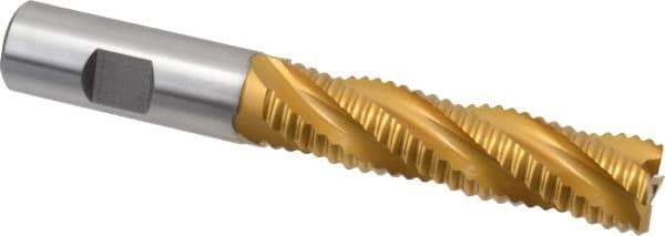 Hertel - 3/4" Diam, Coarse Pitch, 3" LOC, 4 Flute Cobalt Roughing Square End Mill - TiN Finish, 5-1/4" OAL, 3/4" Shank Diam, Single End, 30° Helix - Eagle Tool & Supply