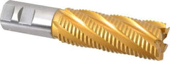 Hertel - 1-1/2" Diam, Coarse Pitch, 4" LOC, 6 Flute Cobalt Roughing Square End Mill - TiN Finish, 6-1/2" OAL, 1-1/4" Shank Diam, Single End, 30° Helix - Eagle Tool & Supply