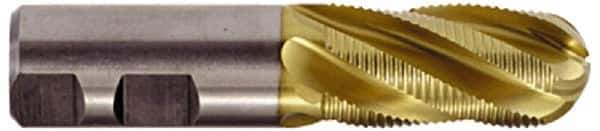 Hertel - 3/4" Diam, Coarse Pitch, 1-5/8" LOC, 4 Flute Cobalt Roughing Ball End Mill - TiCN Finish, 3-7/8" OAL, 3/4" Shank Diam, Single End, Centercutting, 30° Helix - Eagle Tool & Supply