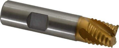 Hertel - 5/8" Diam, Coarse Pitch, 5/8" LOC, 4 Flute Cobalt Roughing Square End Mill - TiN Finish, 2-3/4" OAL, 5/8" Shank Diam, Single End, Centercutting, 30° Helix - Eagle Tool & Supply