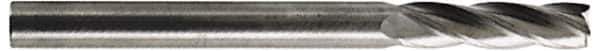 Hertel - 7/16", 3" LOC, 7/16" Shank Diam, 6" OAL, 4 Flute, Solid Carbide Square End Mill - Single End, Uncoated, Spiral Flute, 30° Helix, Centercutting, Right Hand Cut, Right Hand Flute - Eagle Tool & Supply