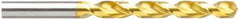 Guhring - 12mm 130° High Speed Steel Jobber Drill - TiN Finish, Right Hand Cut, Parabolic Flute, Straight Shank, 5-15/16" OAL, Standard Point - Eagle Tool & Supply