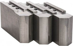 H & R Manufacturing - 16 to 20" Chuck Capacity, 3/32 x 90° Serrated Attachment, Square Soft Lathe Chuck Jaw - 3 Jaws, Steel, 1-9/16" Btw Mount Hole Ctrs, 9" Long x 2-1/2" Wide x 5" High, 1" Groove - Eagle Tool & Supply