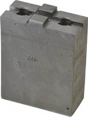 H & R Manufacturing - 6" Chuck Capacity, Tongue & Groove Attachment, Square Soft Lathe Chuck Jaw - Steel, 1-1/2" Btw Mount Hole Ctrs, 2-5/8" Long x 1-1/4" Wide x 3-3/8" High, 5/16" Groove - Eagle Tool & Supply