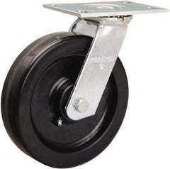 Hamilton - 8" Diam x 2" Wide x 9-1/2" OAH Top Plate Mount Swivel Caster - Phenolic, 900 Lb Capacity, Straight Roller Bearing, 4-1/2 x 6-1/4" Plate - Eagle Tool & Supply