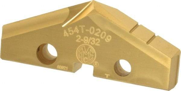 Allied Machine and Engineering - 2-9/32" Diam x 5/16" Thick, Seat Code 4, 132° Included Angle Spade Drill Insert - TiN Coated, Cobalt, Grade Super Cobalt, Series GEN2 T-A - Eagle Tool & Supply