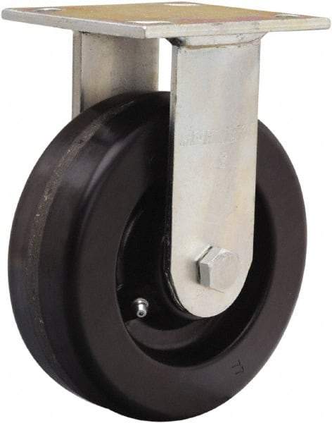Hamilton - 6" Diam x 2" Wide x 7-1/2" OAH Top Plate Mount Rigid Caster - Phenolic, 1,200 Lb Capacity, Straight Roller Bearing, 4 x 4-1/2" Plate - Eagle Tool & Supply