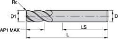 Kennametal - 6mm, 4 Flute, Single End, Solid Carbide, 0.25mm Corner Radius End Mill - 50mm OAL, 50° Helix, Right Hand Flute, 9mm LOC, Right Hand Cut - Eagle Tool & Supply