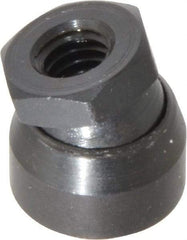 TE-CO - 5/16-18, 11/16" Pad Diam, Uncoated Bottom, Steel Toggle Pad - 7/16 Depth, 11/16" OAL, 9/16" Width Across Flats, Black Oxide Coated, Grade 12L14, 10° Swivel Angle - Eagle Tool & Supply