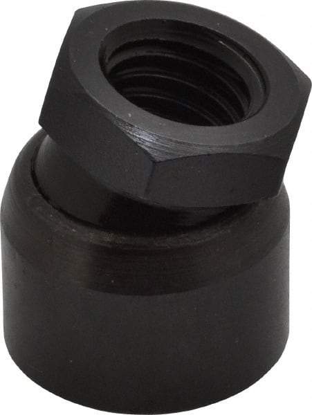 TE-CO - 1/2-13, 7/8" Pad Diam, Uncoated Bottom, Steel Toggle Pad - 17/32 Depth, 1" OAL, 3/4" Width Across Flats, Black Oxide Coated, Grade 12L14, 10° Swivel Angle - Eagle Tool & Supply