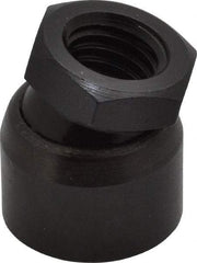 TE-CO - 1/2-13, 7/8" Pad Diam, Uncoated Bottom, Steel Toggle Pad - 17/32 Depth, 1" OAL, 3/4" Width Across Flats, Black Oxide Coated, Grade 12L14, 10° Swivel Angle - Eagle Tool & Supply