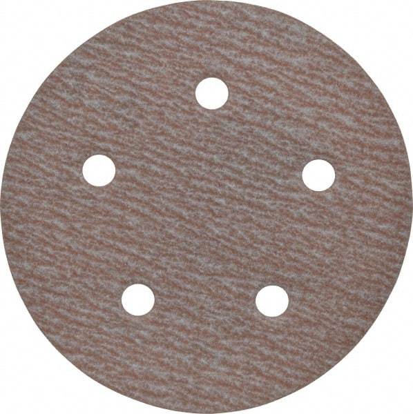 Norton - 5" Diam, 180 Grit, Aluminum Oxide Hook & Loop Disc - Very Fine Grade, Coated, B Weight Paper Backing, Series A275 - Eagle Tool & Supply