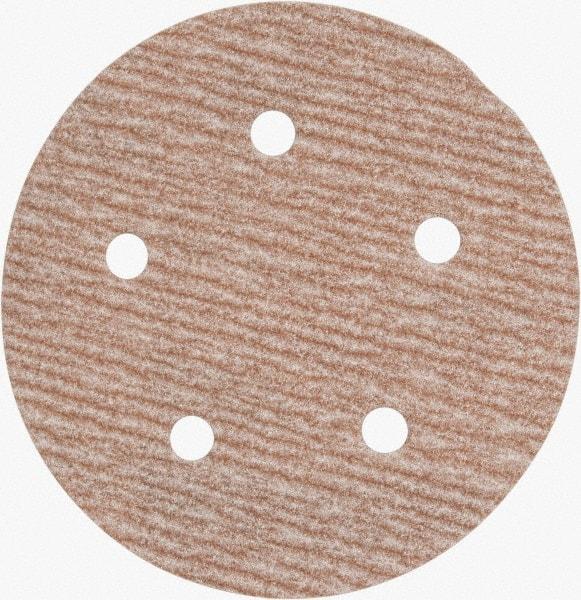 Norton - 5" Diam, 240 Grit, Aluminum Oxide Hook & Loop Disc - Very Fine Grade, Coated, B Weight Paper Backing, Series A275 - Eagle Tool & Supply