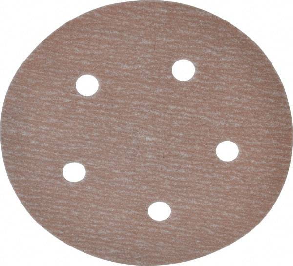 Norton - 5" Diam, 320 Grit, Aluminum Oxide Hook & Loop Disc - Extra Fine Grade, Coated, B Weight Paper Backing, Series A275 - Eagle Tool & Supply