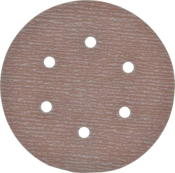 Norton - 6" Diam, 320 Grit, Aluminum Oxide Hook & Loop Disc - Extra Fine Grade, Coated, B Weight Paper Backing, Series A275 - Eagle Tool & Supply