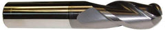 ProMax - 5/16" Diam, 3/4" LOC, 3 Flute Solid Carbide Ball End Mill - AlTiN Finish, Single End, 2-1/2" OAL, 5/16" Shank Diam, Spiral Flute - Eagle Tool & Supply