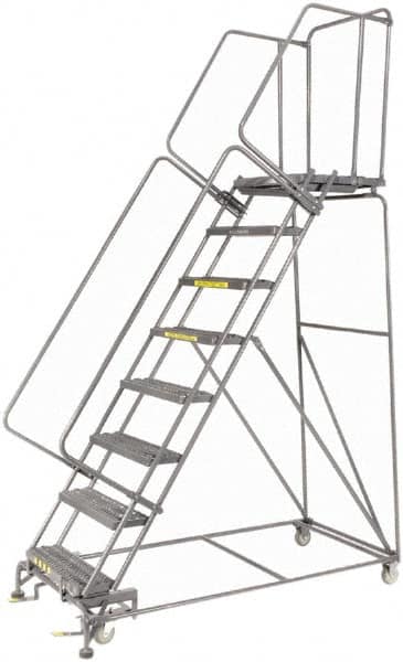 Steel Rolling Ladder: 8 Step Perforated Tread