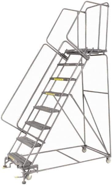 Ballymore - 113" 8 Step Ladder - 450 Lb Capacity, 80" Platform Height, 32" Base Width x 68" Depth, Expanded Metal Tread - Eagle Tool & Supply