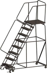 Ballymore - 113" 8 Step Ladder - 450 Lb Capacity, 80" Platform Height, 32" Base Width x 75" Depth, Heavy-Duty Serrated Grating - Eagle Tool & Supply