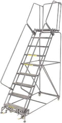 Ballymore - 123" 9 Step Ladder - 450 Lb Capacity, 90" Platform Height, 32" Base Width x 75" Depth, Expanded Metal Tread - Eagle Tool & Supply