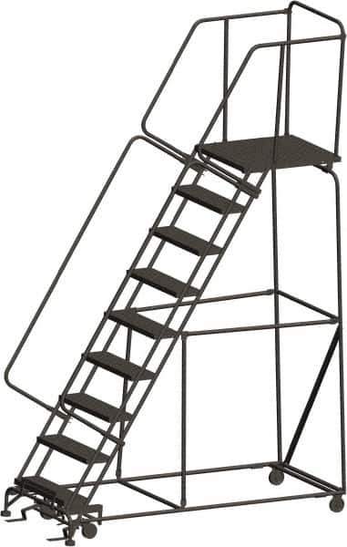 Ballymore - 123" 9 Step Ladder - 450 Lb Capacity, 90" Platform Height, 32" Base Width x 82" Depth, Heavy-Duty Serrated Grating - Eagle Tool & Supply